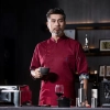 2025 new Chinese button printing lining chef coat uniform Color Wine