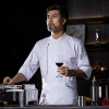 2025 hot sale side open good fabric chef coat chef jacket Color White