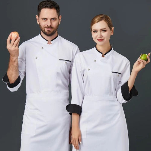black sleeve opening white chef jacket uniform