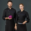 France fashion upgrade chef jacket restaurant chef coat navy grey color uniform