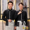 long sleeve trundown collar  restaurant tea house waiter waitress uniform shirt  (free apron gift)