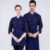 fashion high quality denim fabric chef coat cook work uniform Color Navy Blue