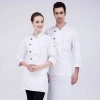 fashion high quality denim fabric chef coat cook work uniform Color White