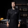 contrast collar upgrade chef jacket chef uniform Color Black