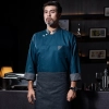 contrast collar upgrade chef jacket chef uniform Color deep blue