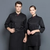 upgrade fabric long sleeve chef uniform jacket Color Black
