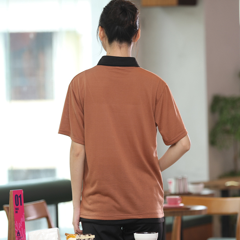 black/coffee color waiter waitress tshirt uniform custom logo supported