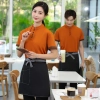 2025 stand collar women men t-shirt for store uniform cheap price Color Color 1