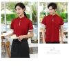 2022 stand collar women men t-shirt for store uniform cheap price