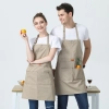 Europe hot sale pockets grocery store apron chef apron waiter apron Color Khaki
