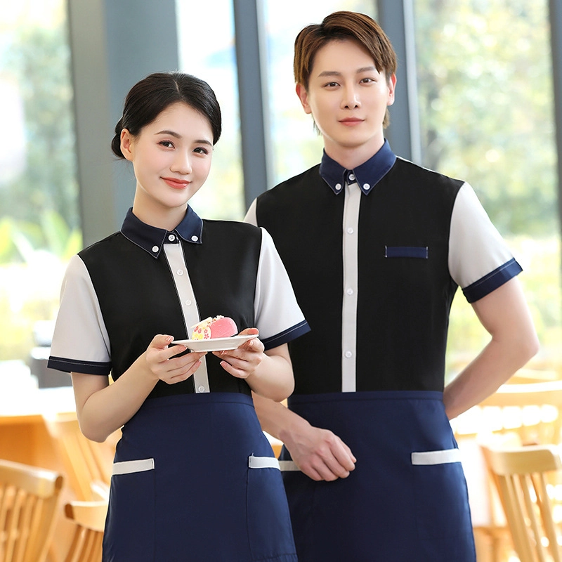 2025 patchwork fashion restaurant food store staff uniform shirt apron