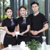 2025 fashion Chinese style waiter waitress uniform staff shirt apron Color Color 1