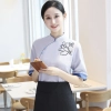 2025 new design  lotus print women men waiter fu wu yuan workwear uniform