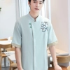 2022 new design  lotus print women men waiter fu wu yuan workwear uniform