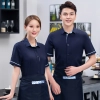 good fabric women men bread house staff work uniform shirt short sleeve