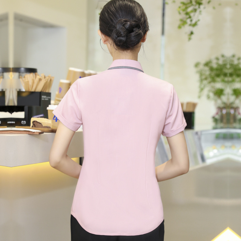Asian style waiter waitress shirt with apron tea house bar uniform