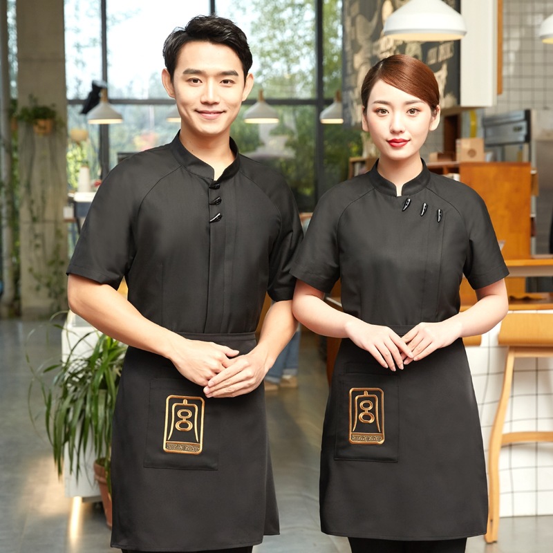 retro Chinese restaurant staff jacket short sleeve work clothes