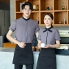 2022 new design black collar grey color short sleeve shirt work wear uniform store