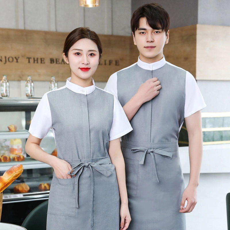 2025 coffee store bar staff uniform blouse with apron