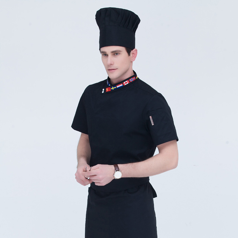 fashion good quality Flags Print collar chef jacket chef uniform 