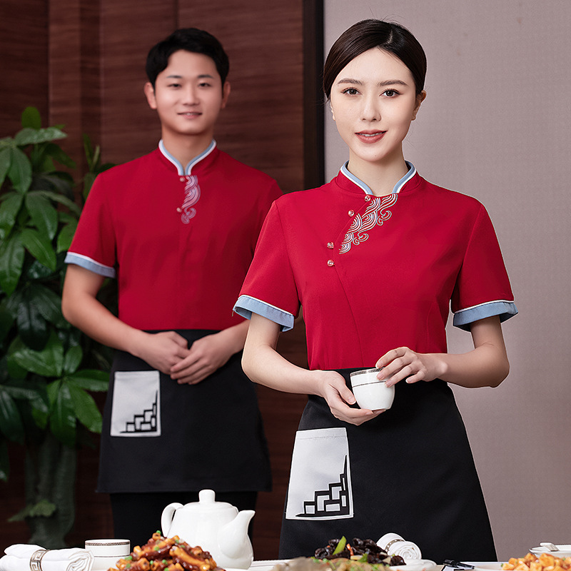 hot sale chinese restaurant work blouse uniform