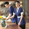 navy blue blouse tea house work uniform jacket  with apron