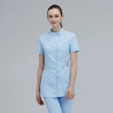 high quality short sleeve front open female nurse care center uniform coat