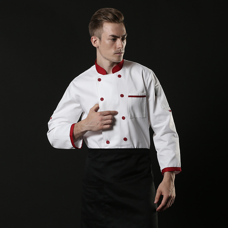 2022 fashion contrast button collar jacket uniform chef coat