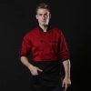 2025 fashion contrast button collar jacket uniform chef coat Color Red