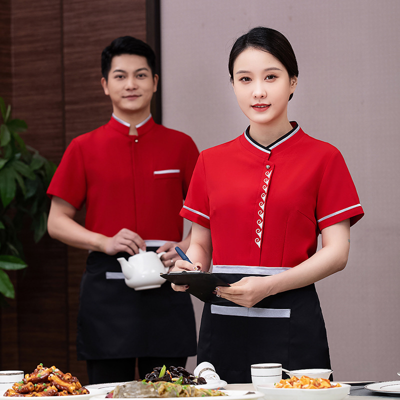 trandition design short sleeve summer restaurant waiter jacket blouse