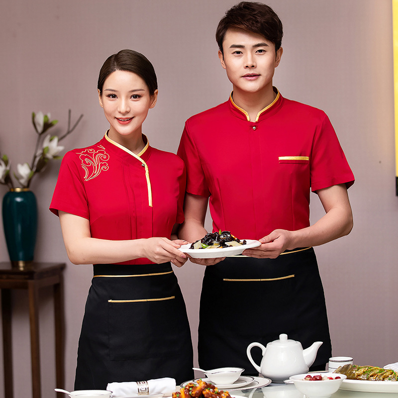 Chinese restaurant bread store staff uniform short sleeve blouse