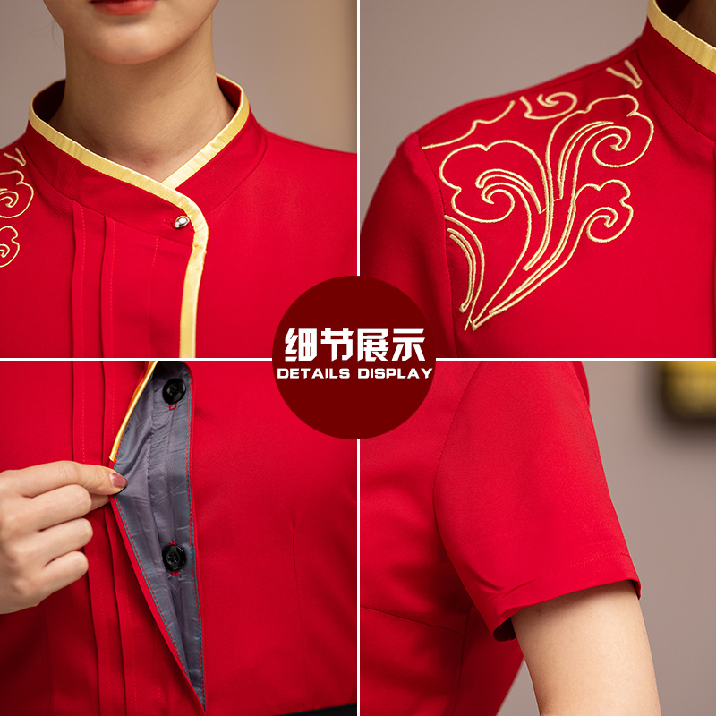 Chinese restaurant bread store staff uniform short sleeve blouse