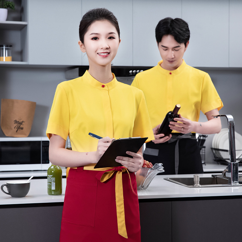 2022 summer short sleeve dessert shop staff shirt work uniform 