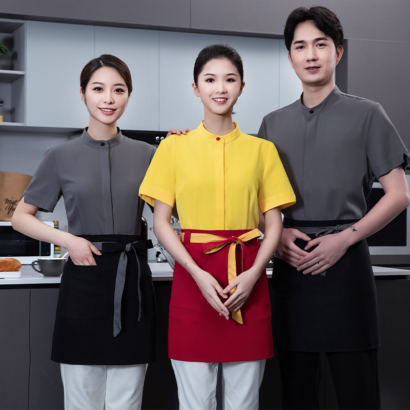 2022 summer short sleeve dessert shop staff shirt work uniform 