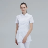 peter pan collor short sleeve side opening female nurse jacket coat uniform Color White