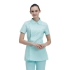 peter pan collor short sleeve side opening female nurse jacket coat uniform Color Light Green