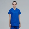 V-collar good fabric Hospital men nurse doctor scrub suits jacket + pant Color Light blue