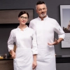 no button design long sleeve restaurant bread house baker jacket chef uniform Color White