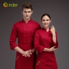 2022 double breasted men chef jacket coat unform white/red/black color Color Red