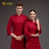 2025 double breasted men chef jacket coat unform white/red/black color Color Red