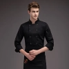 2022 double breasted men chef jacket coat unform white/red/black color Color Black