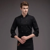 2025 double breasted men chef jacket coat unform white/red/black color Color Black
