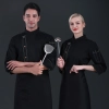 black denim school canteen restaruant chef jacket free apron