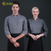 2022 autumn grey long sleeve upgrade restaurant chef blouse jacket uniform