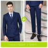 fashion good fabric double breasted men suits women suits pant + blazer Color men navy blazer + pant