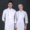blue hem long sleeve chef jacket working uniform