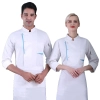 blue hem long sleeve chef jacket working uniform