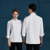 fashion no button easy washed long sleeve white jacket chef coat