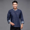 grey denim fabric pocket chef jacket work uniform chef workwear