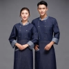 grey denim fabric pocket chef jacket work uniform chef workwear
